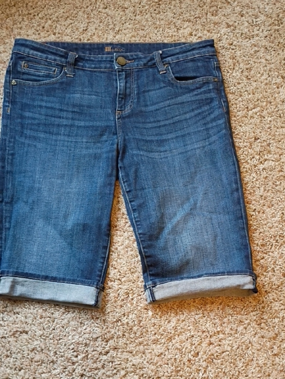 Kut By Cloth Women's Dark Blue Denim Bermuda Shorts - Picture 11 of 13
